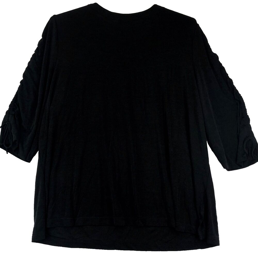 Wearabouts Top Women's Plus 5X Black Very Stretchy Knit Ruched Sleeves Slinky